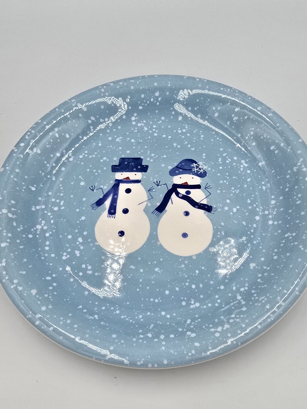 Trget Home Snowman Holiday Dessert Plates Set of 2 Blue & White 8 1/4 In Vintage